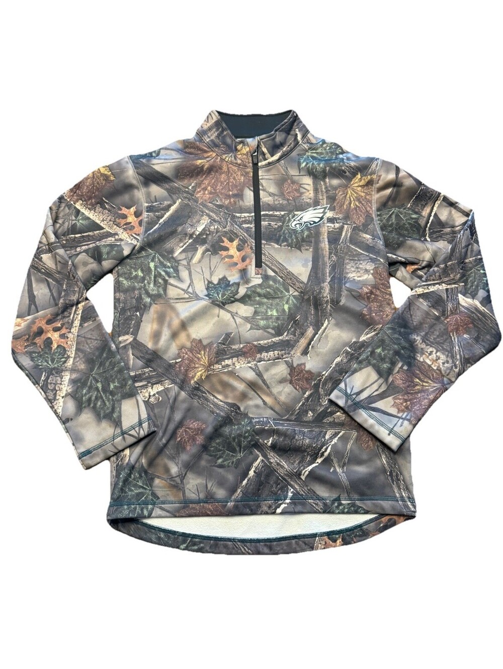 Majestic Quarter Zip Pullover Mens SM Philadelphia Eagles Camo ThermaBase Fleece